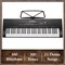 Ashthorpe 61-Key Digital Keyboard Piano with Lighted Keys, Stand, and Bench, Portable Electronic Piano Keyboard Kit with Headphones and Microphone